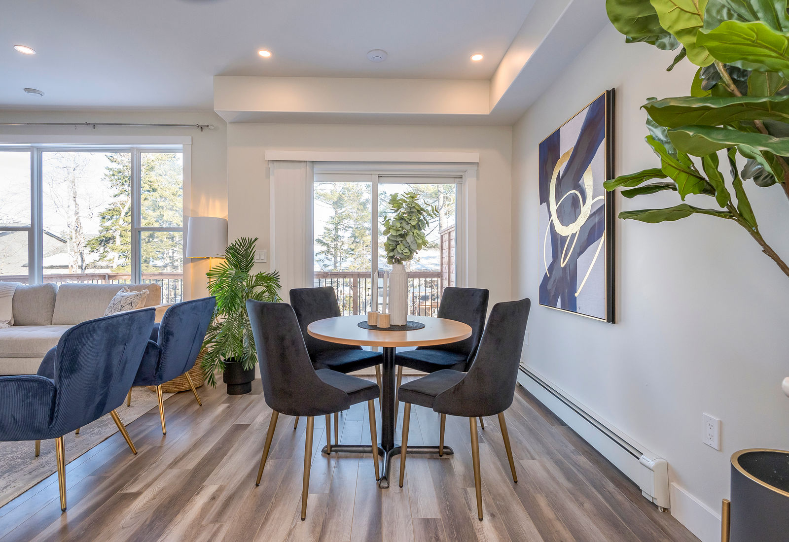 Open-plan living and dining room designed by MAD Design Interiors in Halifax