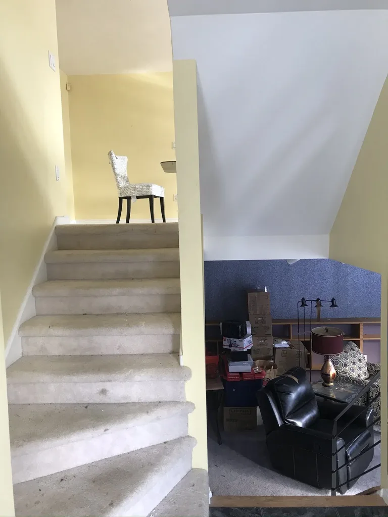 Spinnaker Drive — Stairs, before the renovation by MAD Design Interiors
